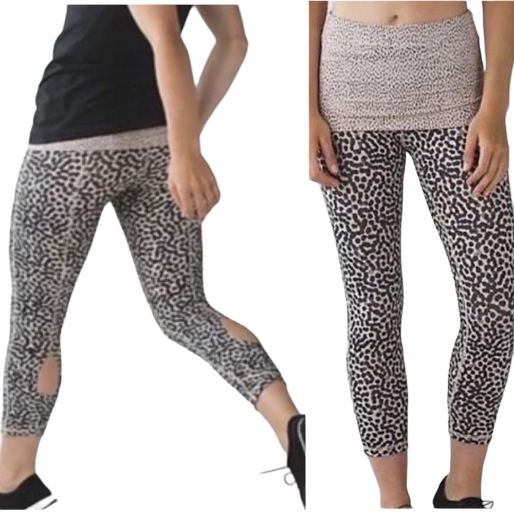 Lululemon Wunder Under Crop Ace Spot Grain Special Edition Size 8 8818